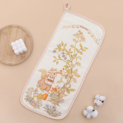 Long Muslin Burp Cloth with Storybook Print, Garden