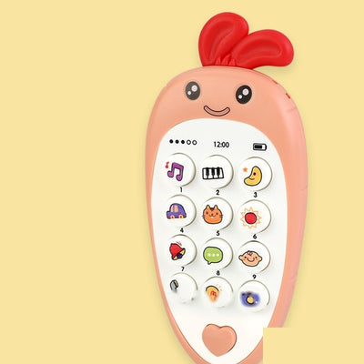 Baby Phone Toy with Music, Lights and Teether - Pink carrot