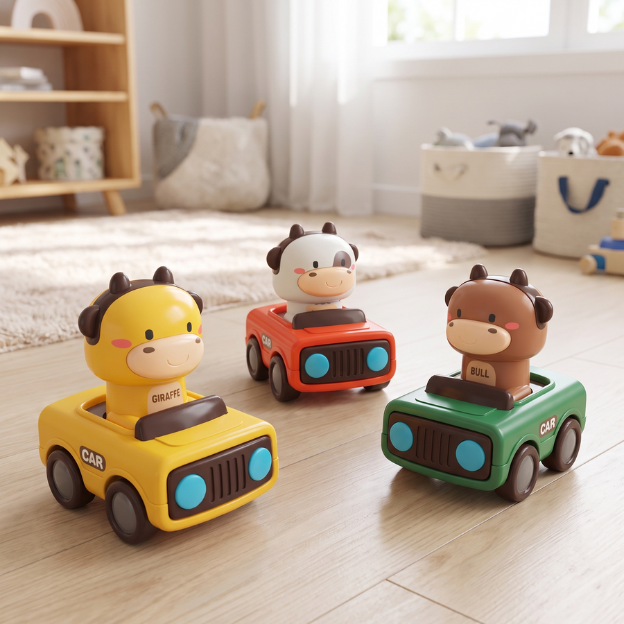 Press-and-Go Animal Race Cars