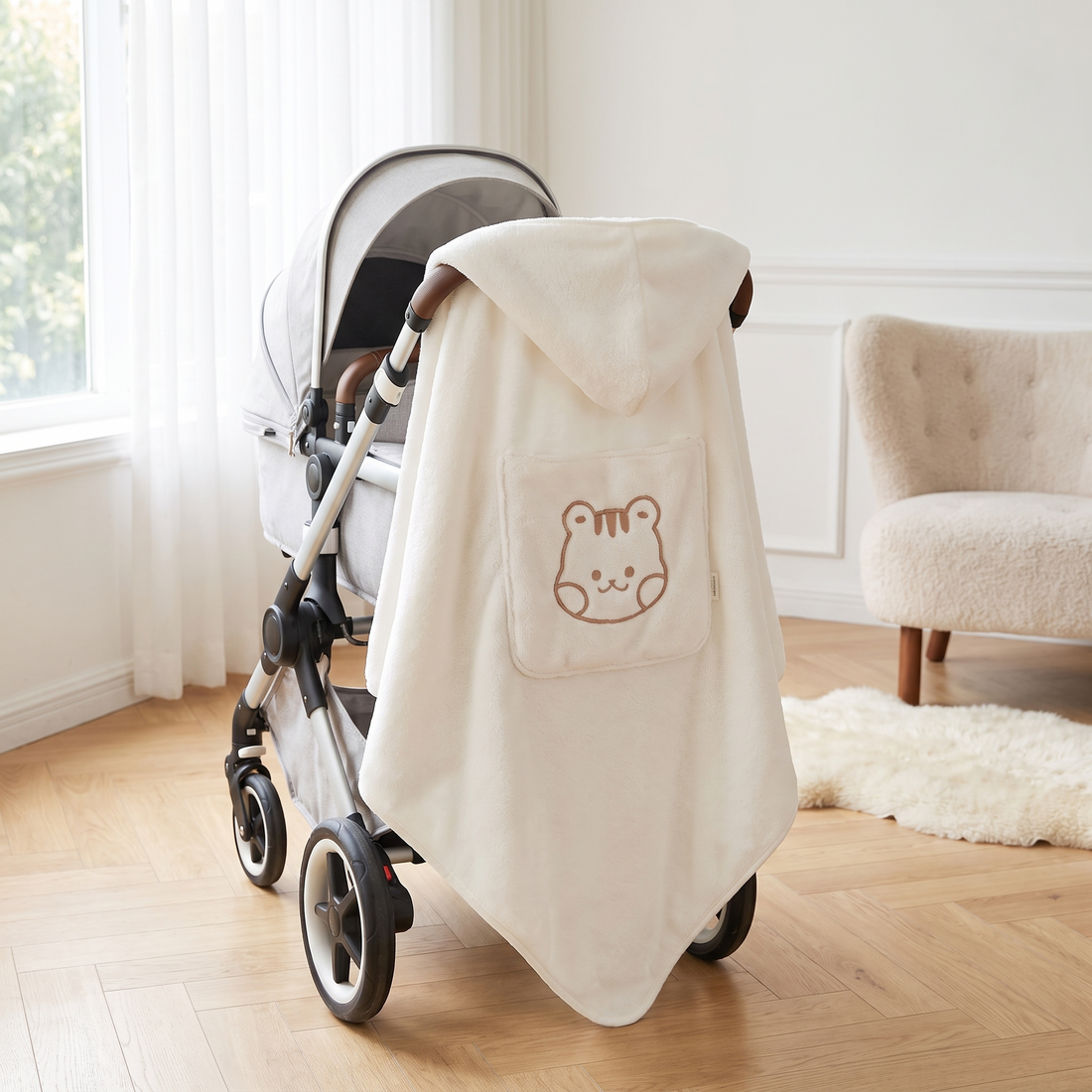 Fleece Stroller & Carrier Blanket with Snaps, 31 × 33 in
