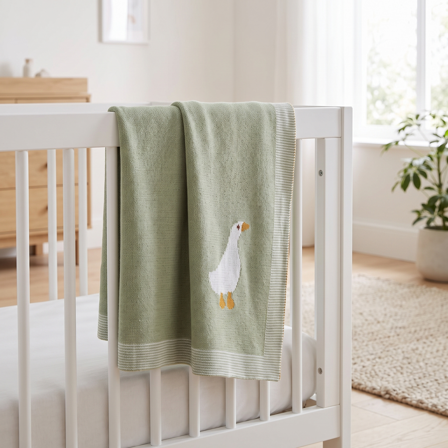 Cotton Knit Baby Blanket, 35 × 28 in