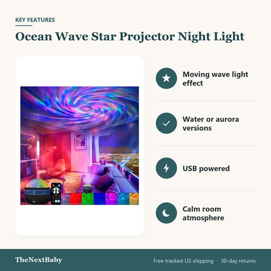 Ocean Wave Star Projector Night Light - key features