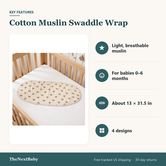 Key features: Cotton Muslin Swaddle Wrap